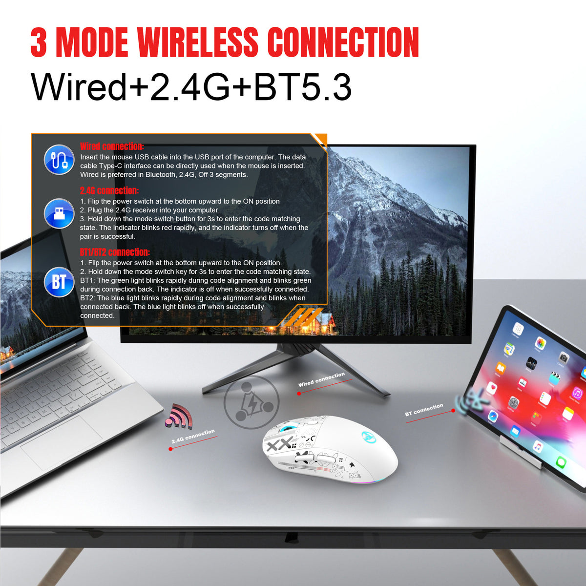Budget Tri-Mode Wireless Silent Gaming Mouse