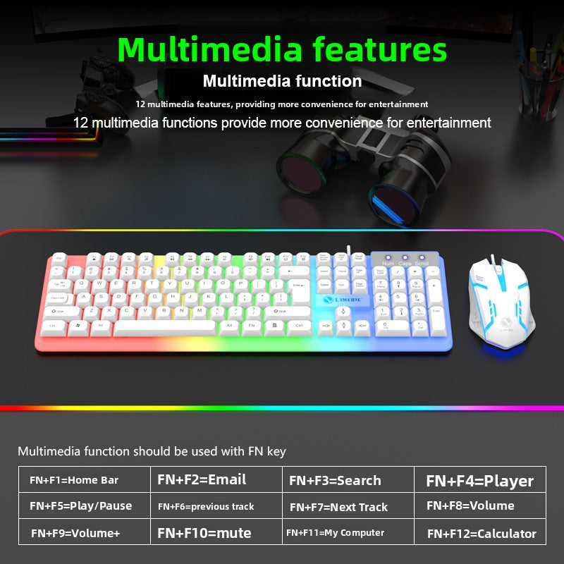 Rainbow LED Gaming Keyboard And Mouse Combo